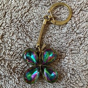 1990’s Vintage Aurora Borelis Four Leaf Clover Keychain for Good Luck